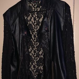 Black lace moto jacket. Rainbow brand